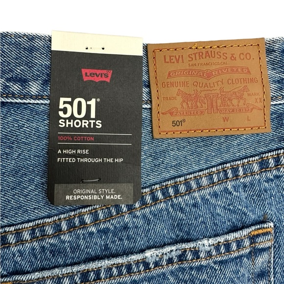 Levi’s 501 Distressed High Rise Denim Shorts - Picture 5 of 8